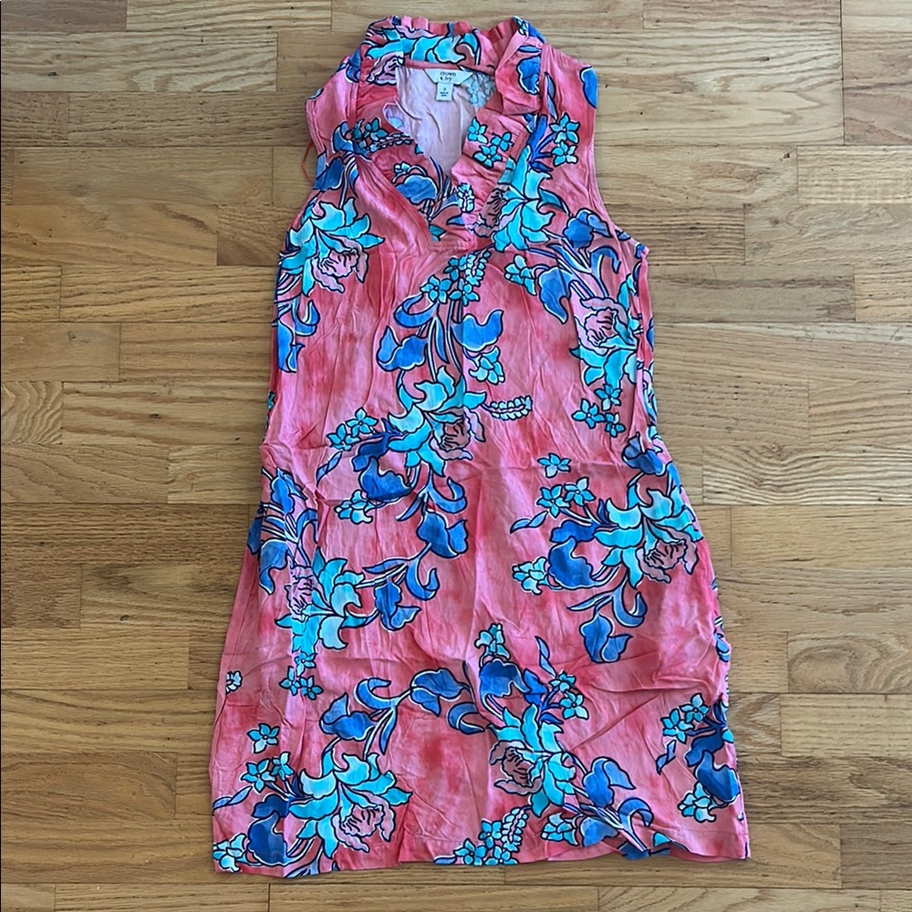 Floral Sleeveless Dress in Pink and Blue